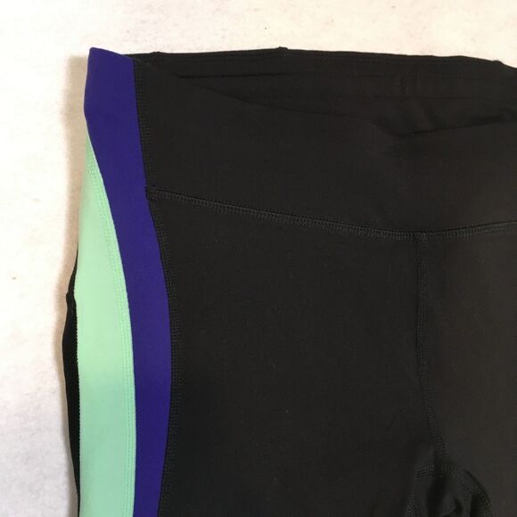 Gap Fit Womens M Grop Leggings Black Green Purple Stripe Gfast Nylon Retro 80s - Picture 2 of 10